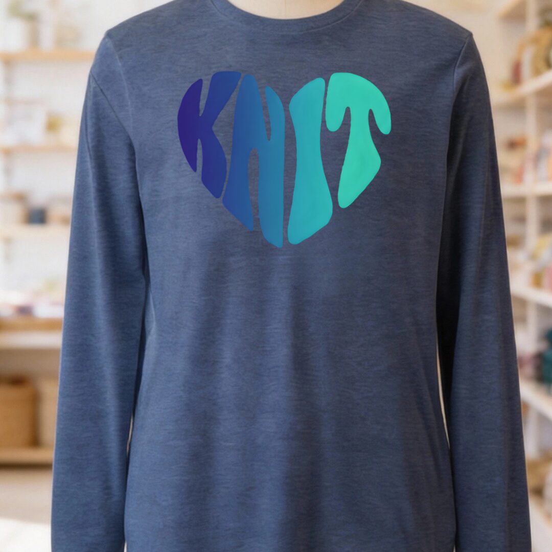 Knit Heart Blues Long Sleeve Tee Heather Navy t-shirt
