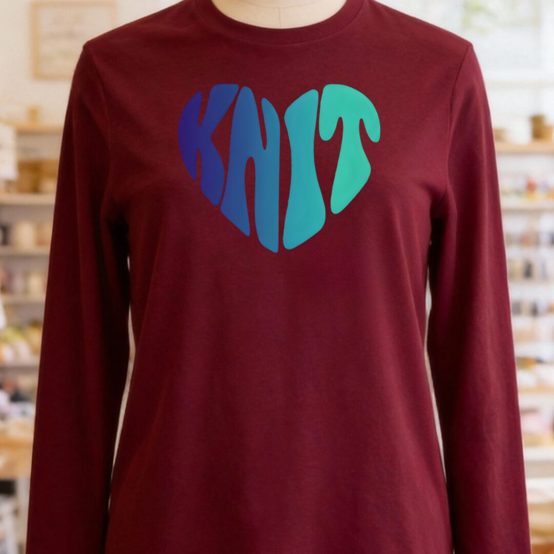 Knit Heart Blues Long Sleeve Tee Maroon t-shirt