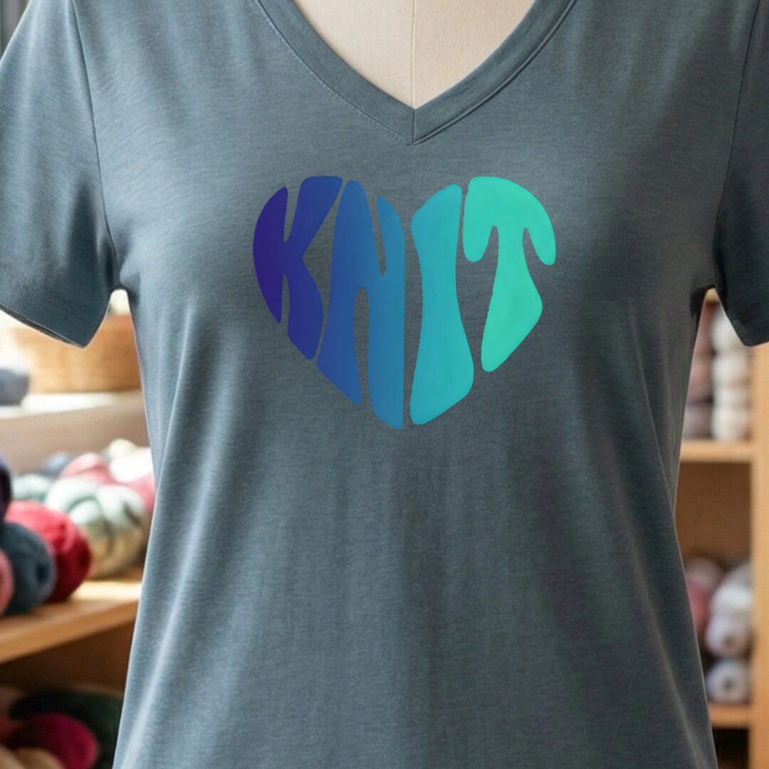 Knit Heart Blues V-Neck T-Shirt Slate t-shirt