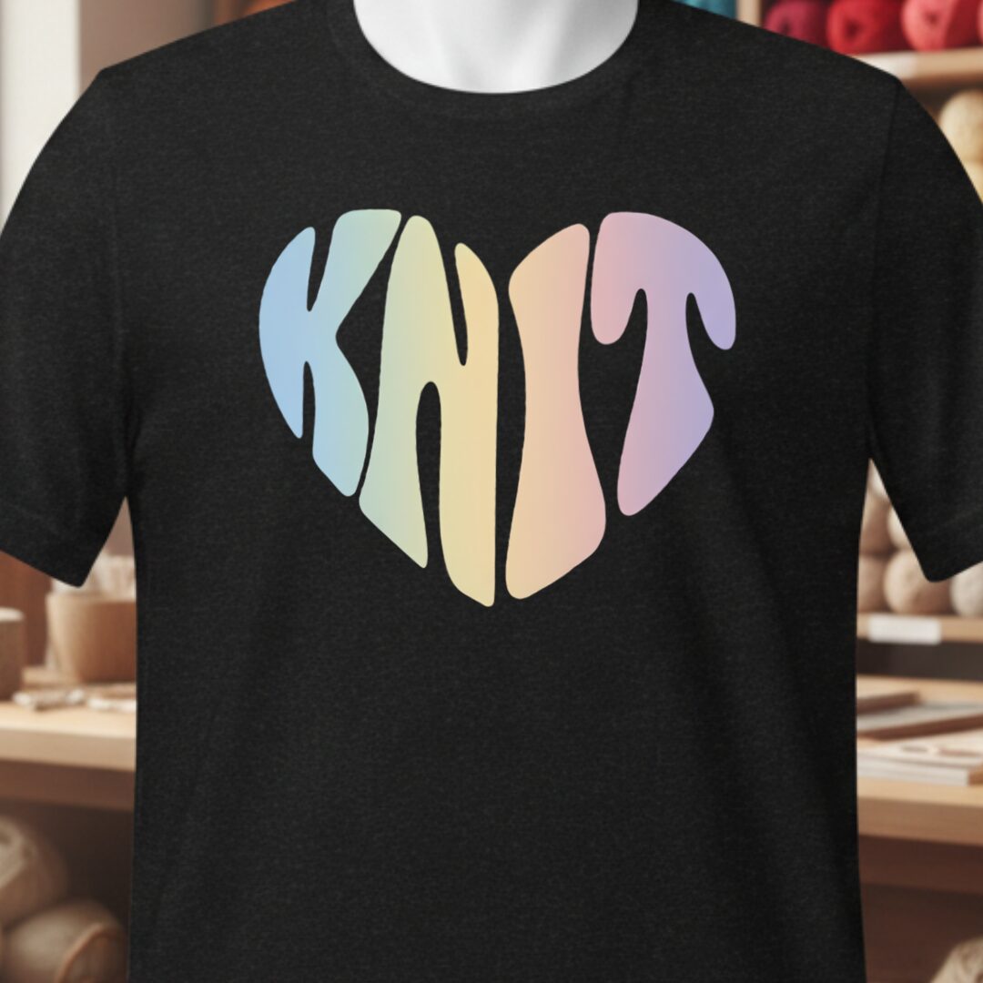 Knit Heart Pastel T-Shirt Black t-shirt