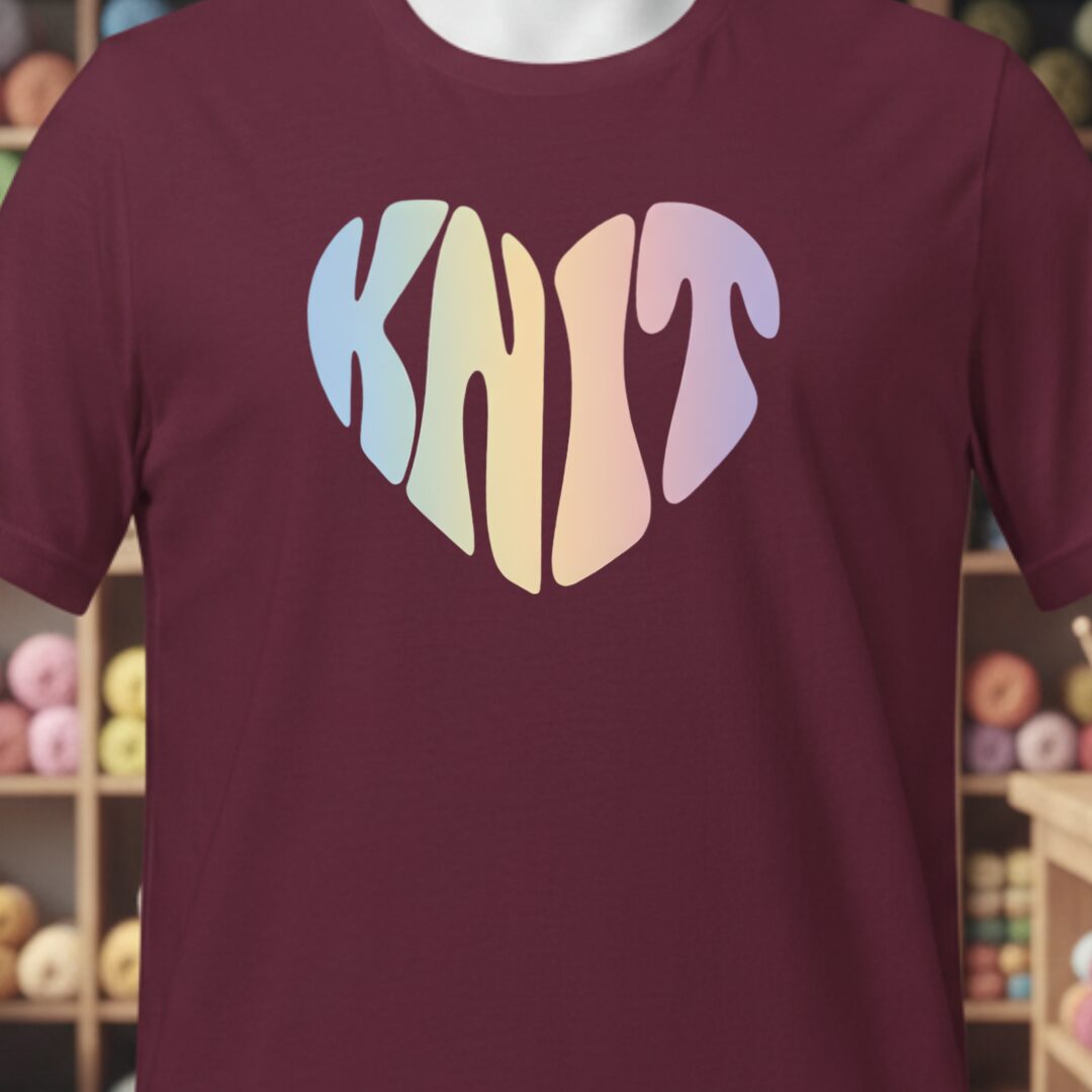 Knit Heart Pastel T-Shirt Maroon t-shirt