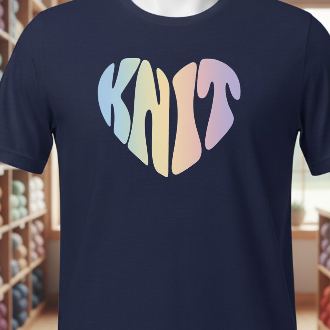 Knit Heart Pastel T-Shirt Navy t-shirt