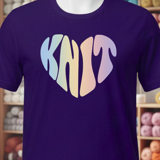 Knit Heart Pastel T-Shirt Purple t-shirt