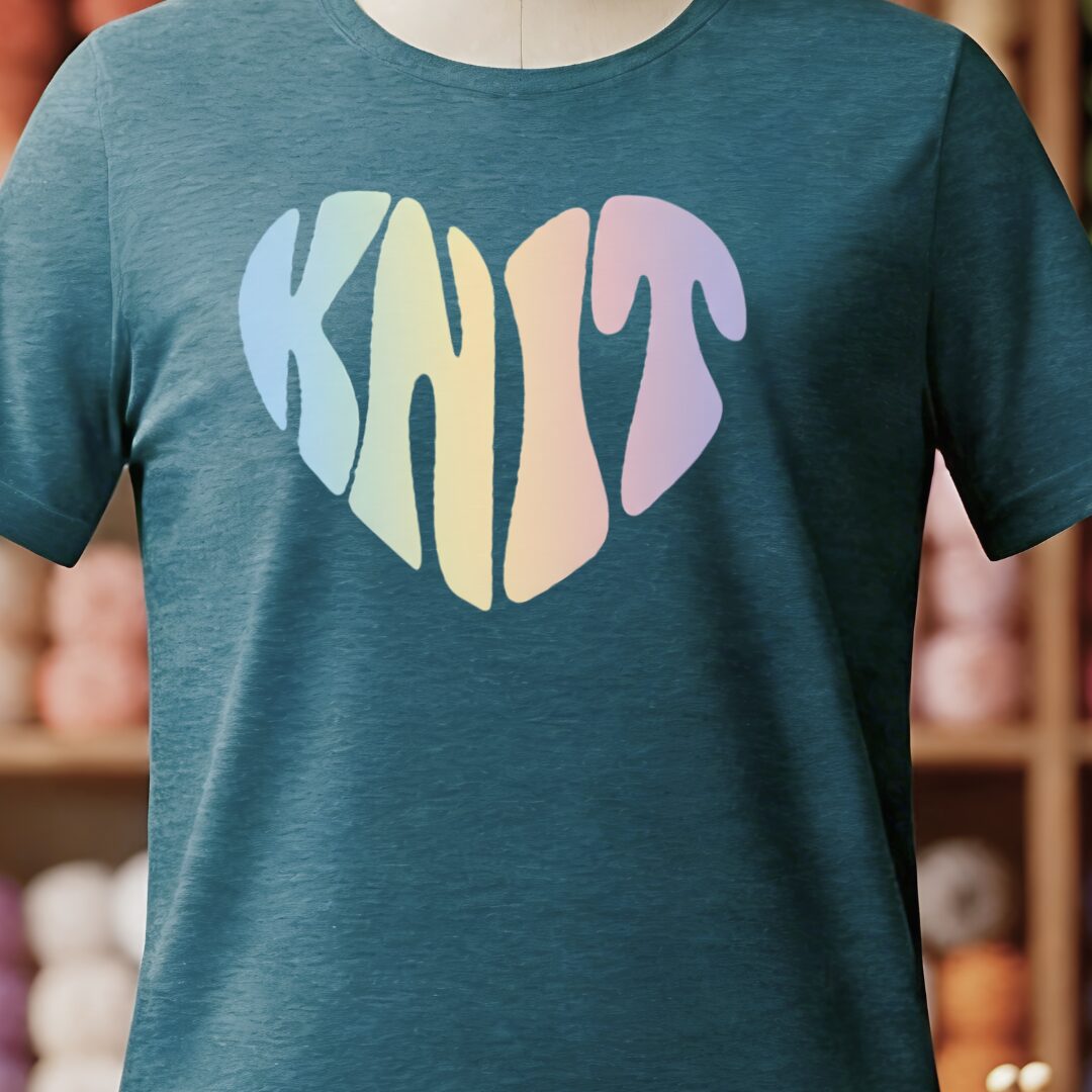 Knit Heart Pastel T-Shirt Teal Blue t-shirt