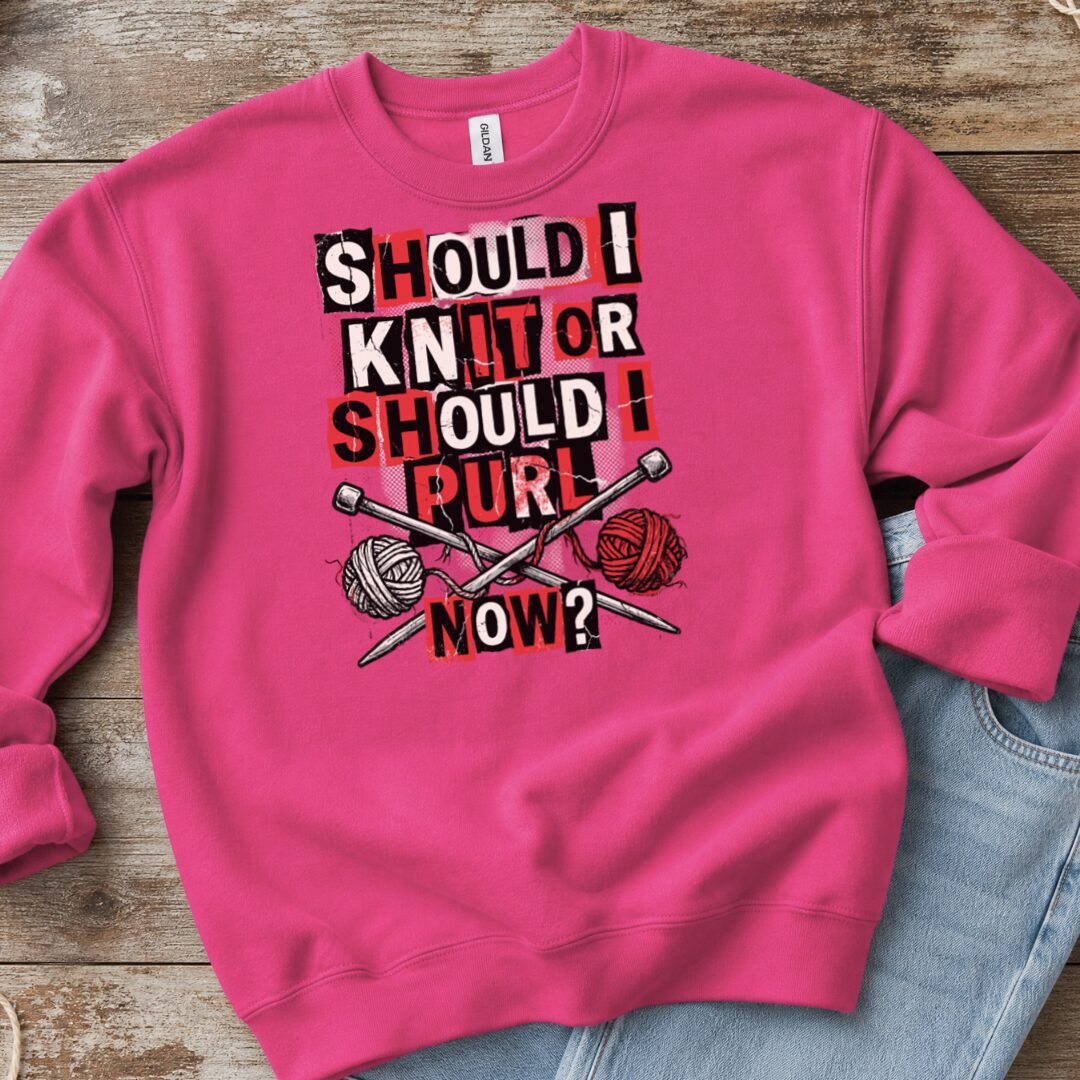 Knit Or Purl Rock Sweatshirt Bright Pink t-shirt