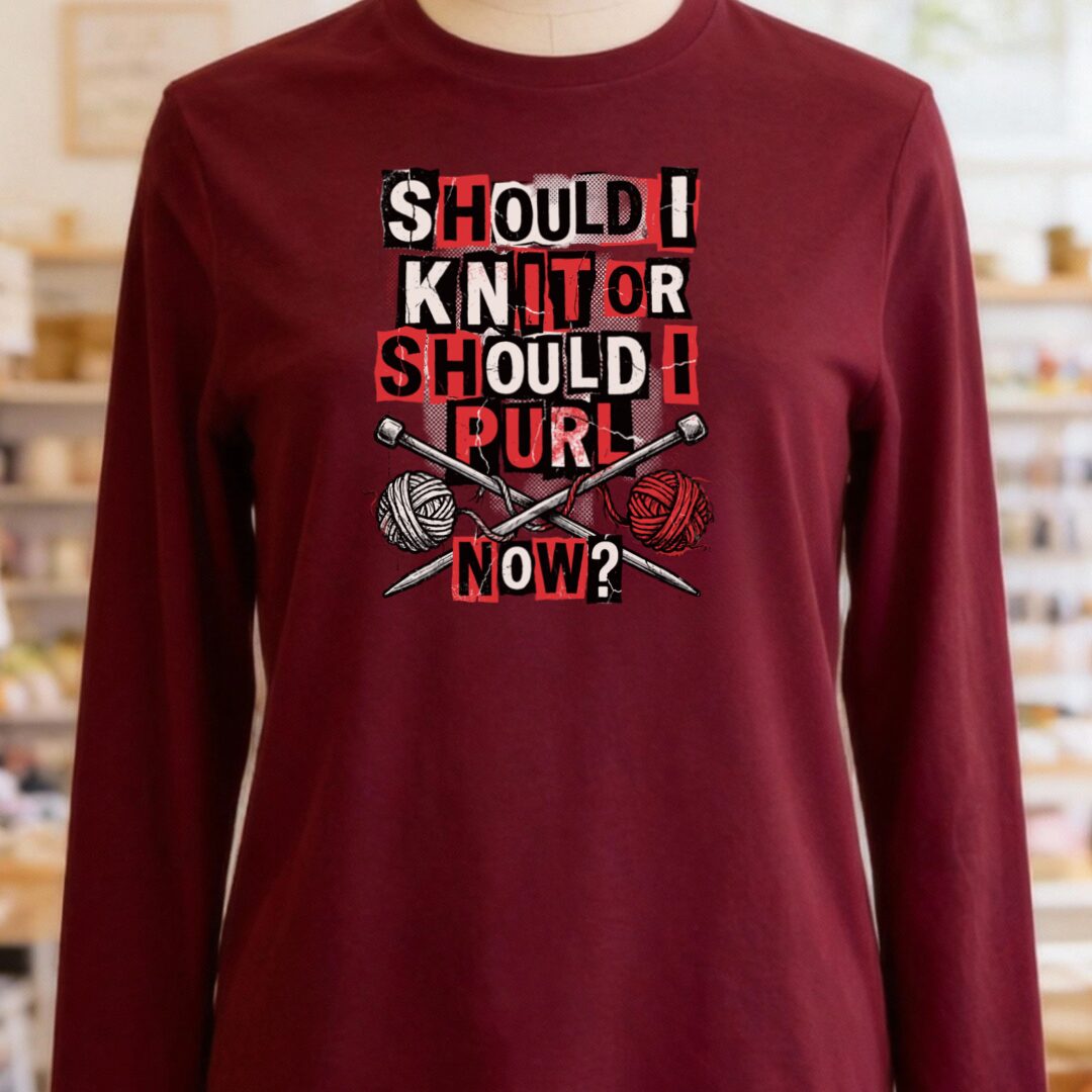 Knit Or Purl Rock Long Sleeve Tee Maroon t-shirt