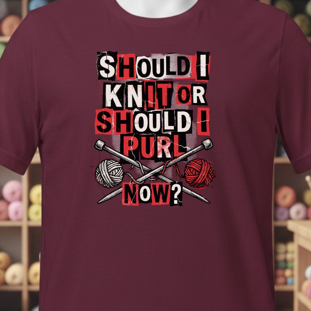 Knit Or Purl Rock T-Shirt Maroon t-shirt