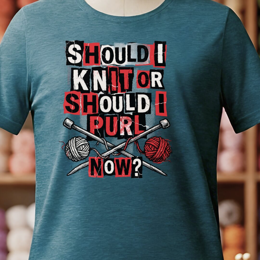 Knit Or Purl Rock T-Shirt Teal Blue t-shirt