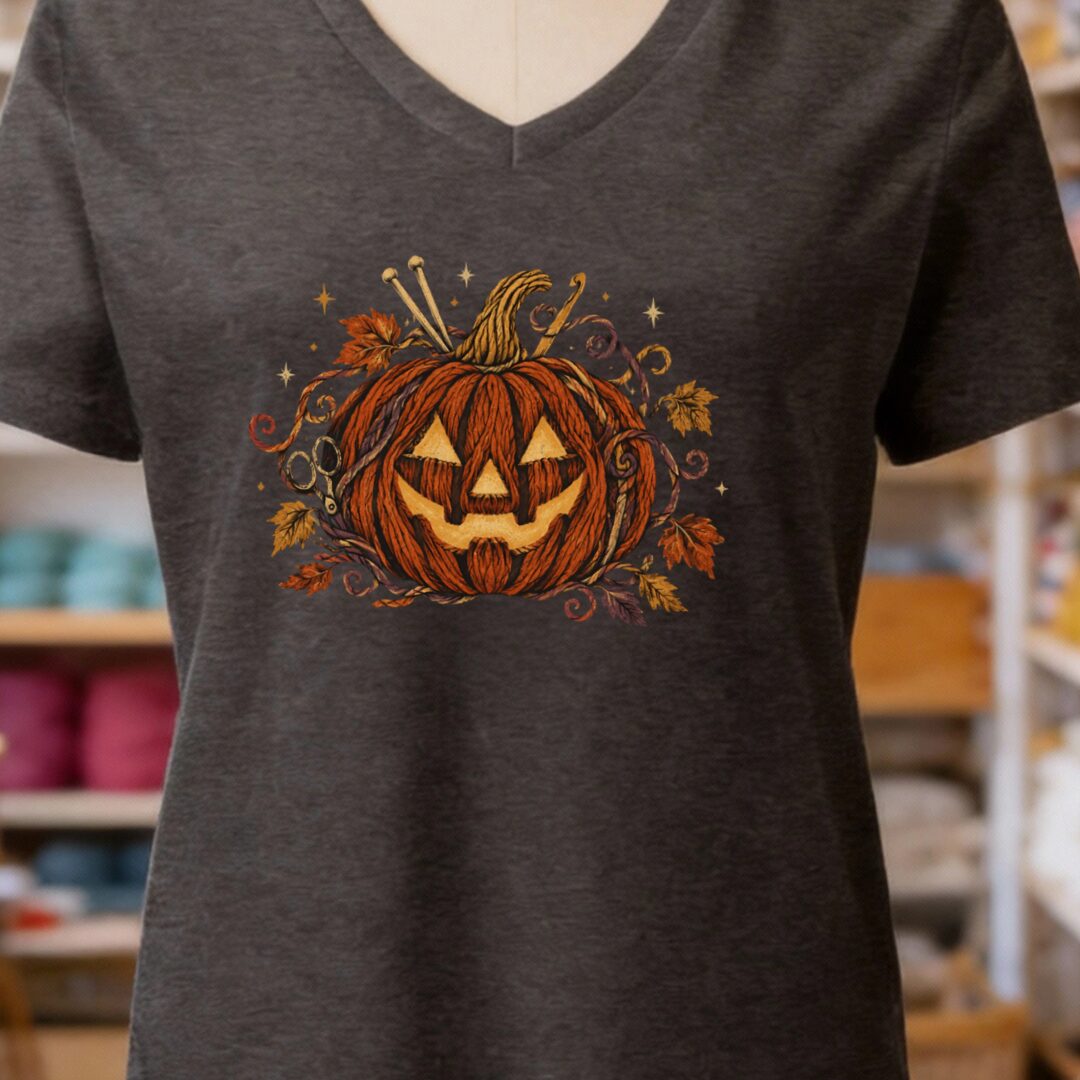 Knit Or Treat V-Neck T-Shirt Dark Grey t-shirt