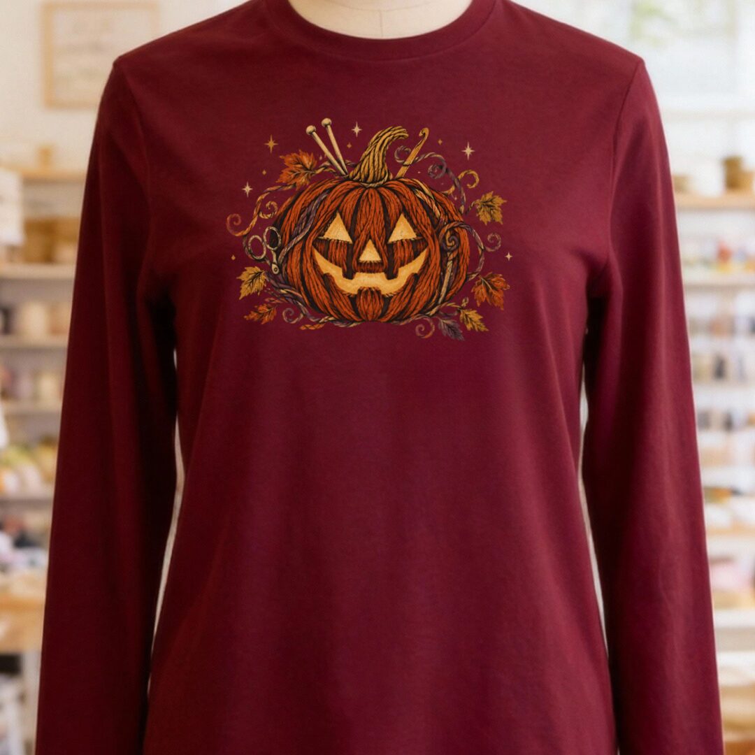 Knit Or Treat Long Sleeve Tee Maroon t-shirt