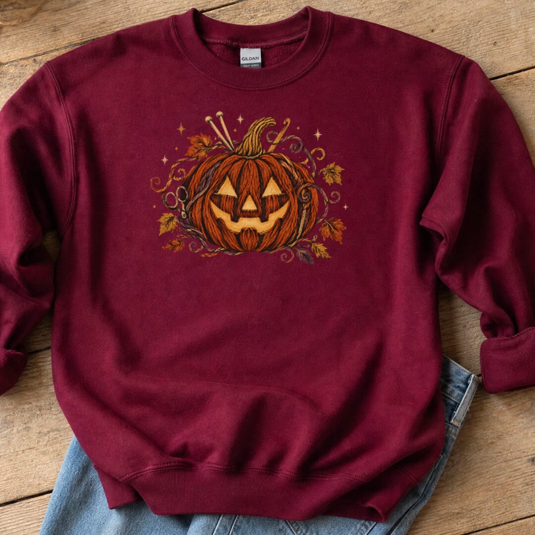 Knit Or Treat Sweatshirt Maroon t-shirt