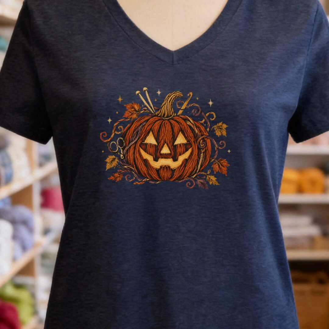 Knit Or Treat V-Neck T-Shirt Navy t-shirt