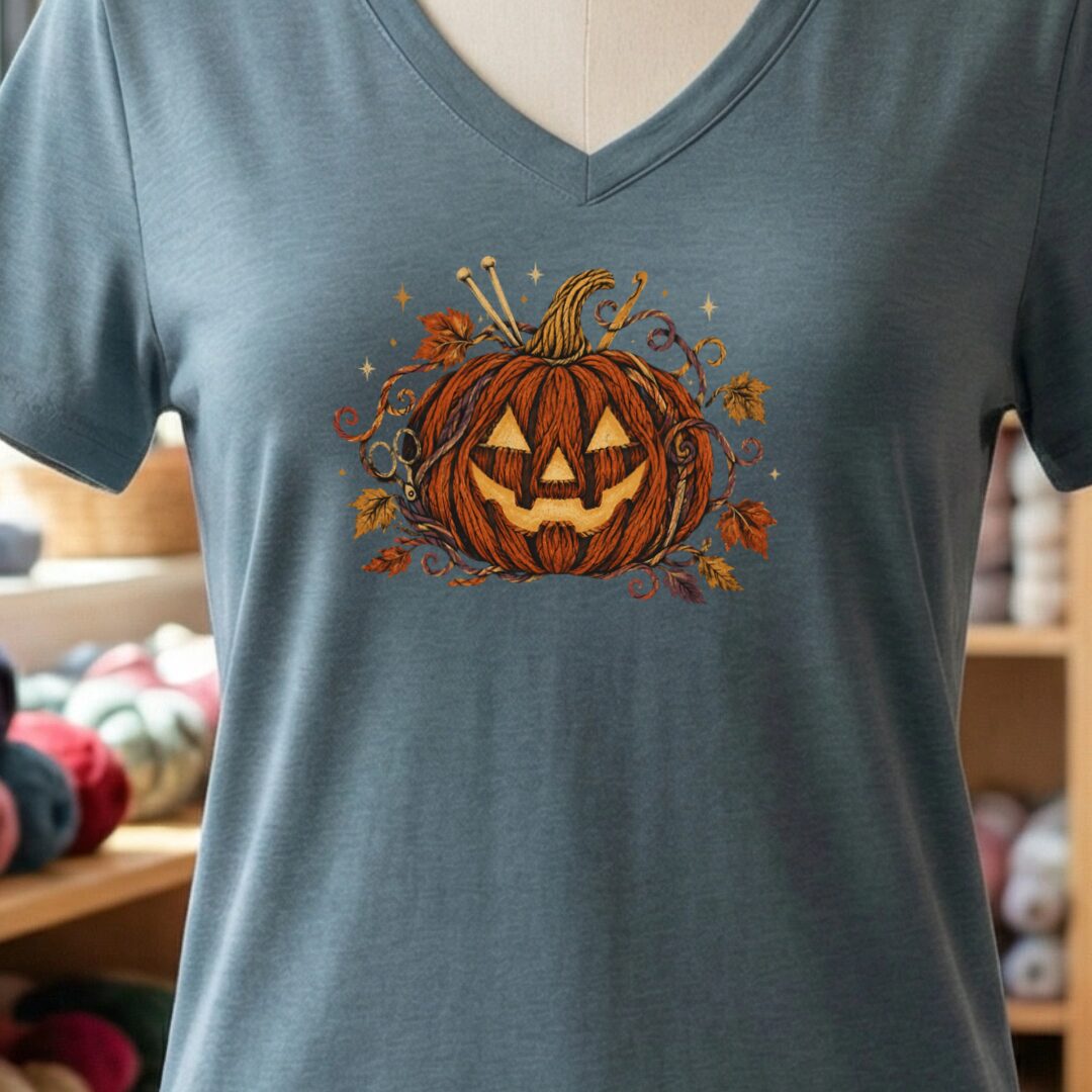 Knit Or Treat V-Neck T-Shirt Slate t-shirt
