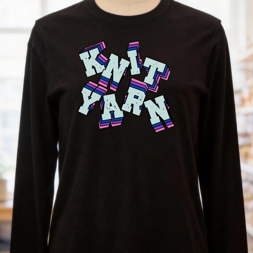 Knit Yarn Long Sleeve Tee Black t-shirt