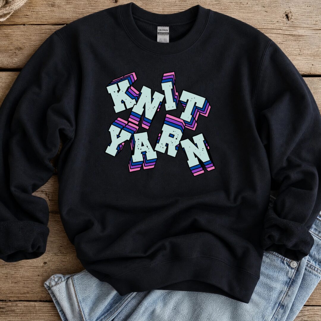 Knit Yarn Sweatshirt Black t-shirt