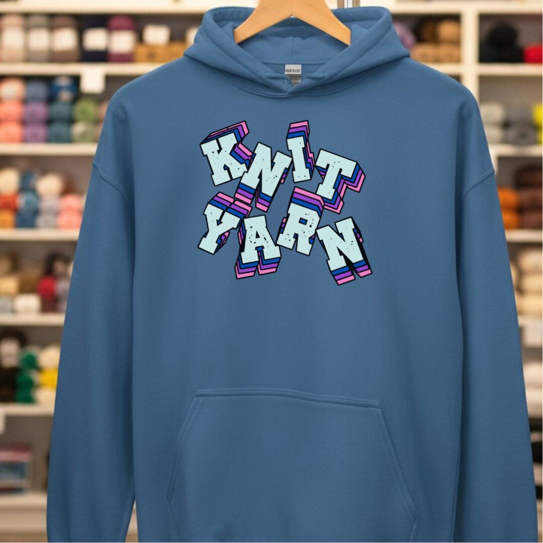 Knit Yarn Hoodie Indigo Blue t-shirt