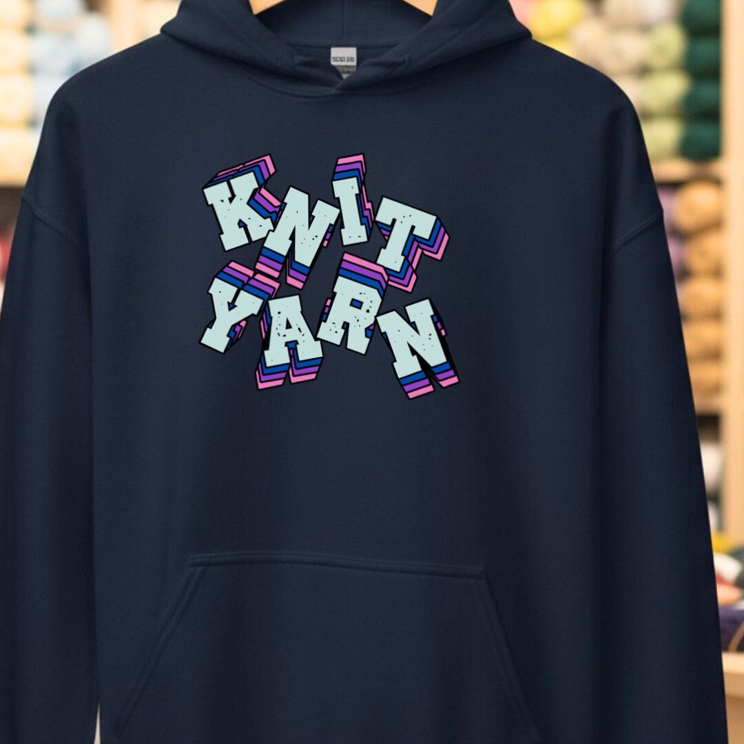 Knit Yarn Hoodie Navy t-shirt