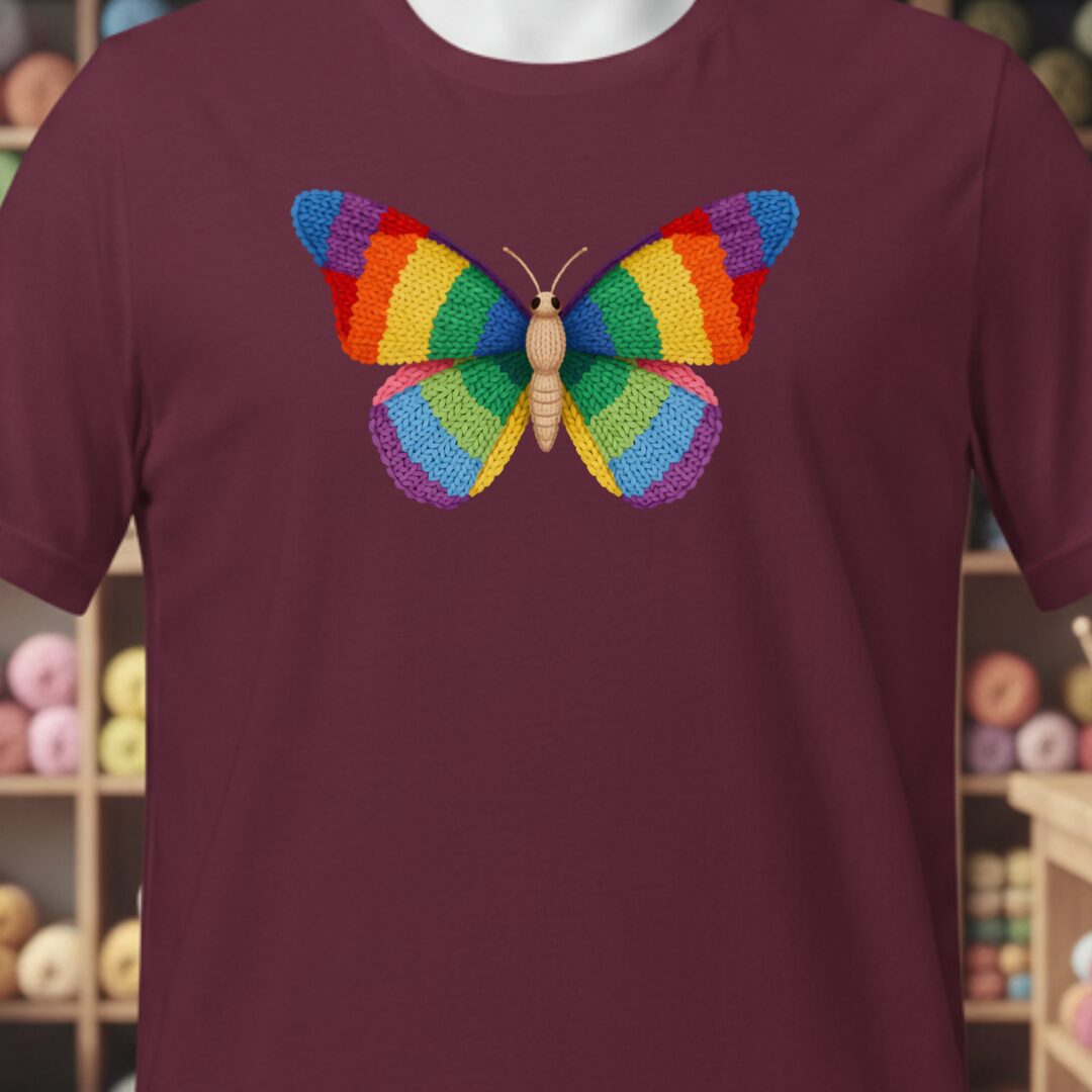 Knitted Butterfly T-Shirt Maroon t-shirt