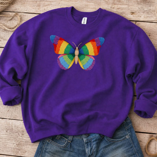 Knitted Butterfly Sweatshirt Purple t-shirt