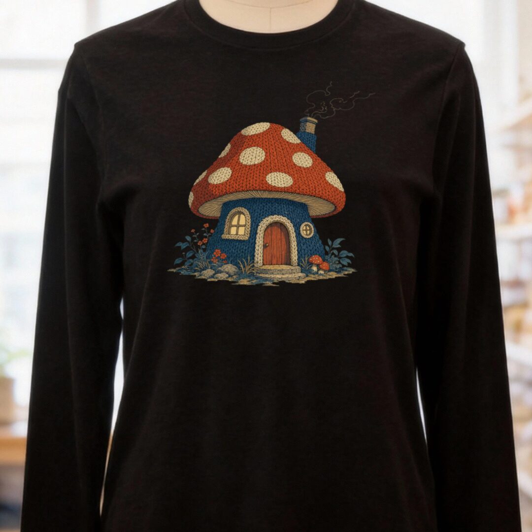 Knitted Cottage Long Sleeve Tee Black t-shirt