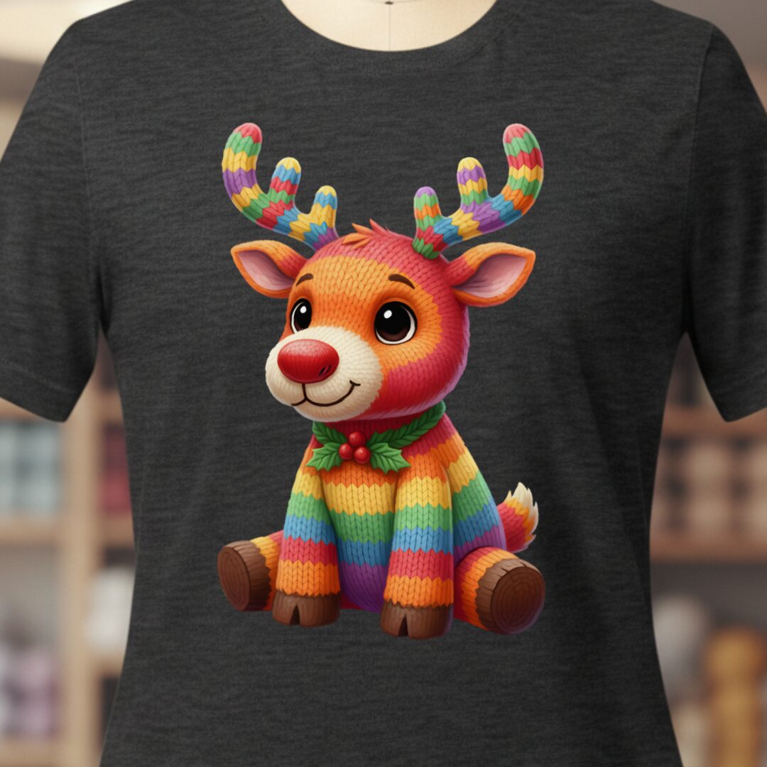 Knitted Reindeer T-Shirt Dark Grey t-shirt