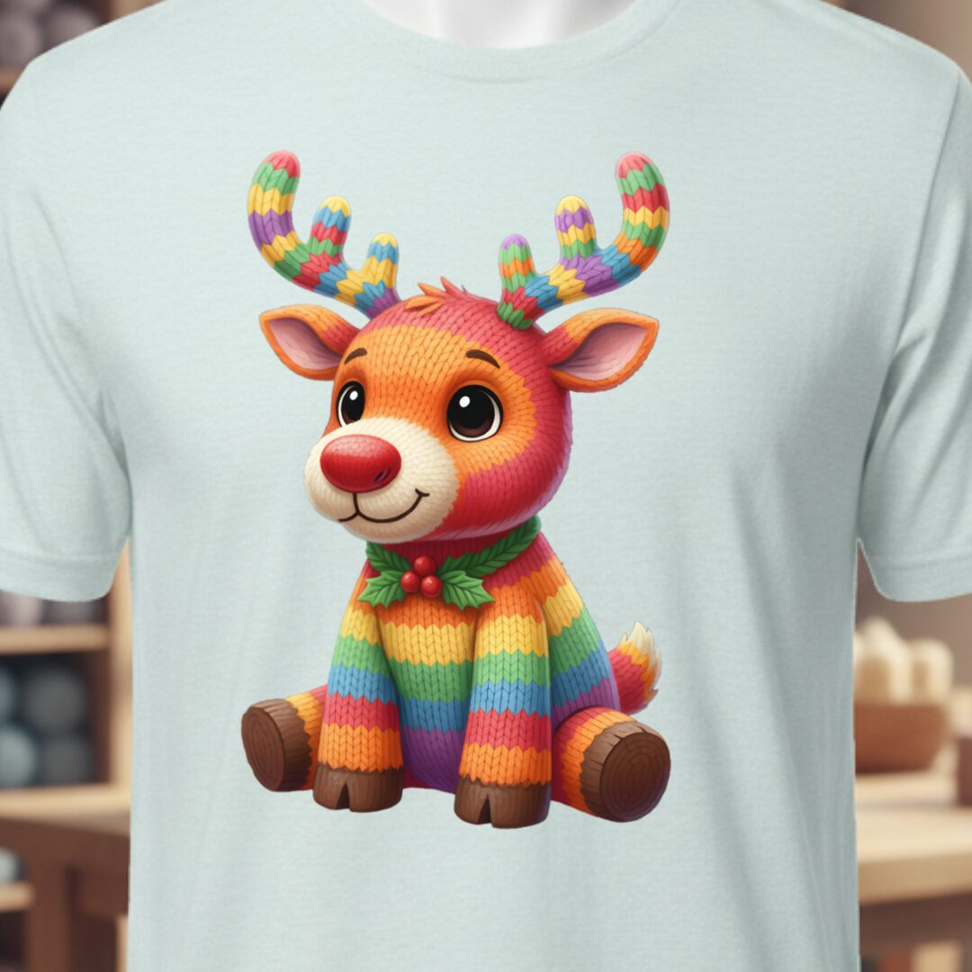 Knitted Reindeer T-Shirt Ice Blue t-shirt