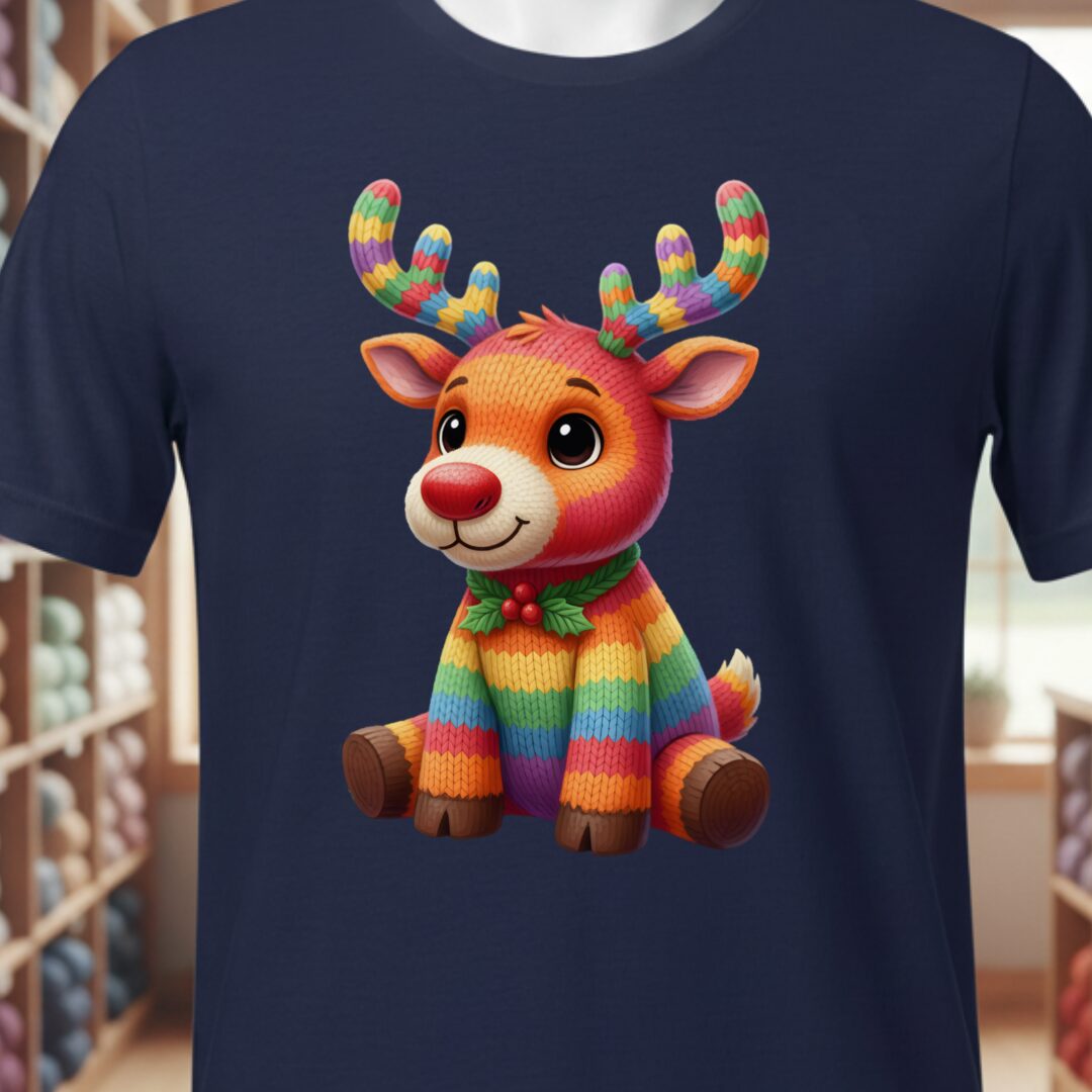 Knitted Reindeer T-Shirt Navy t-shirt