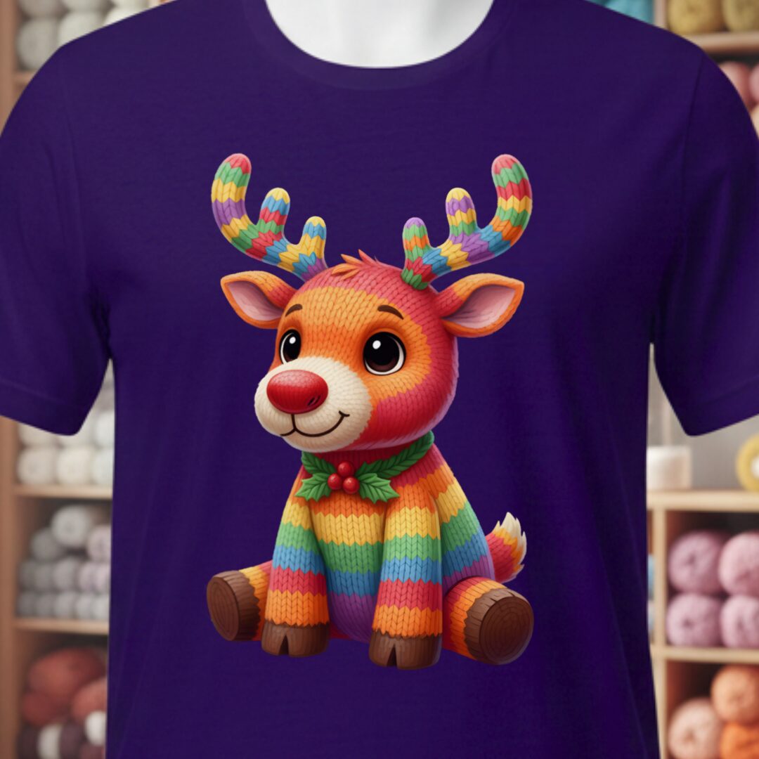 Knitted Reindeer T-Shirt Purple t-shirt