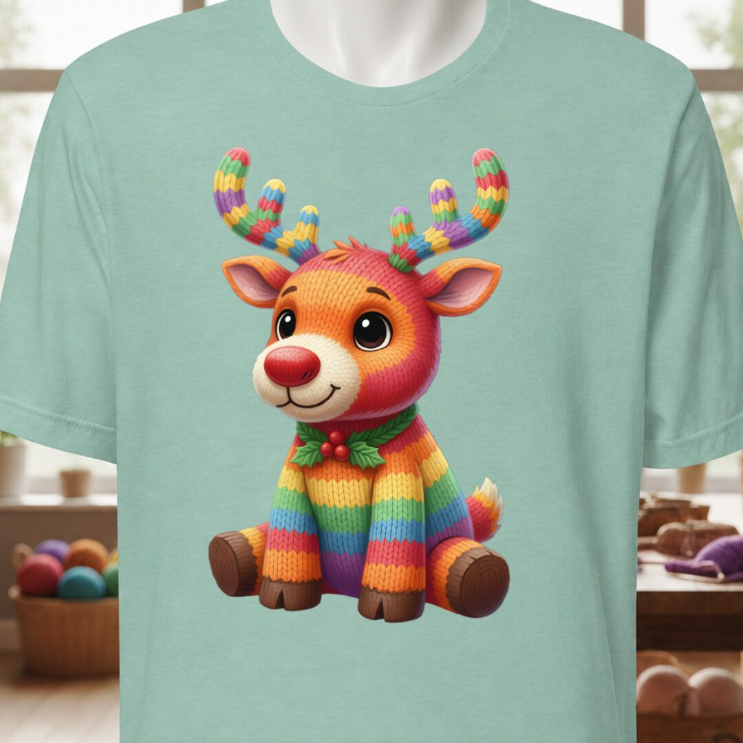 Knitted Reindeer T-Shirt Sea Breeze t-shirt