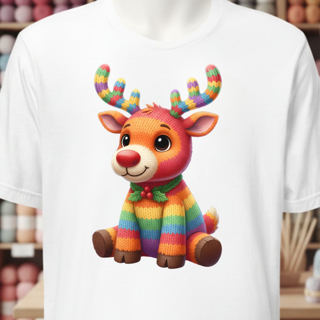 Knitted Reindeer T-Shirt White t-shirt