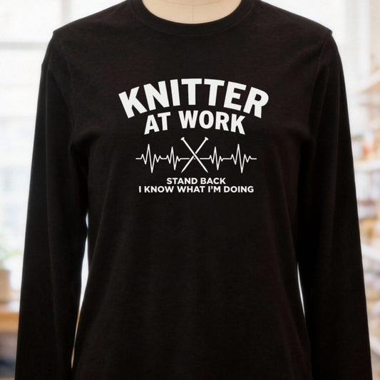 Knitter At Work Black Long Sleeve Tee.jpg