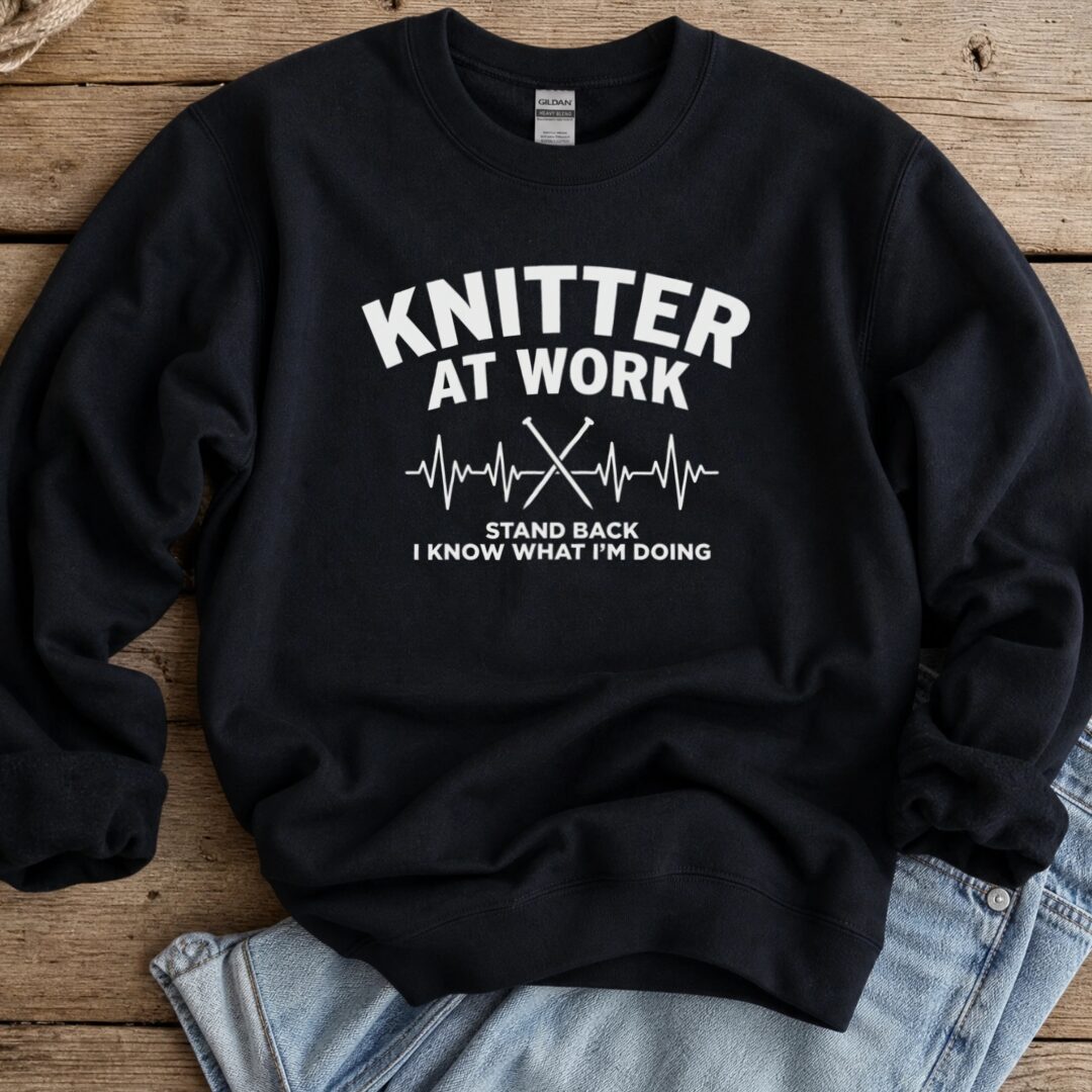 Knitter At Work Sweatshirt Black t-shirt
