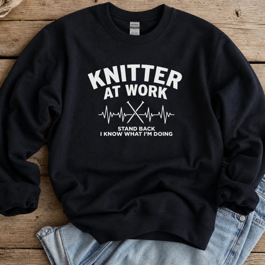 Knitter At Work Sweatshirt Black t-shirt