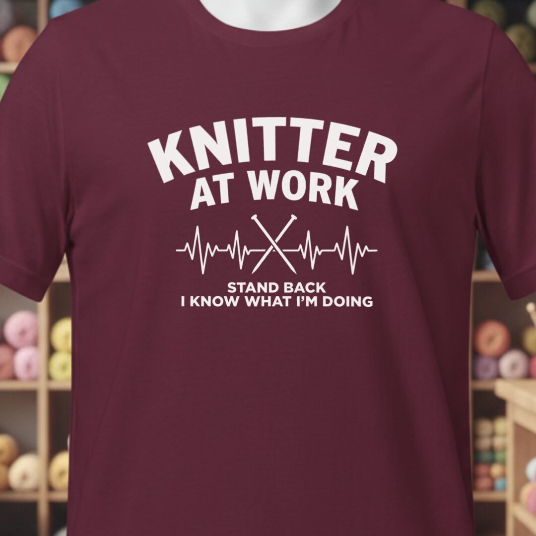Knitter At Work T-Shirt Maroon t-shirt