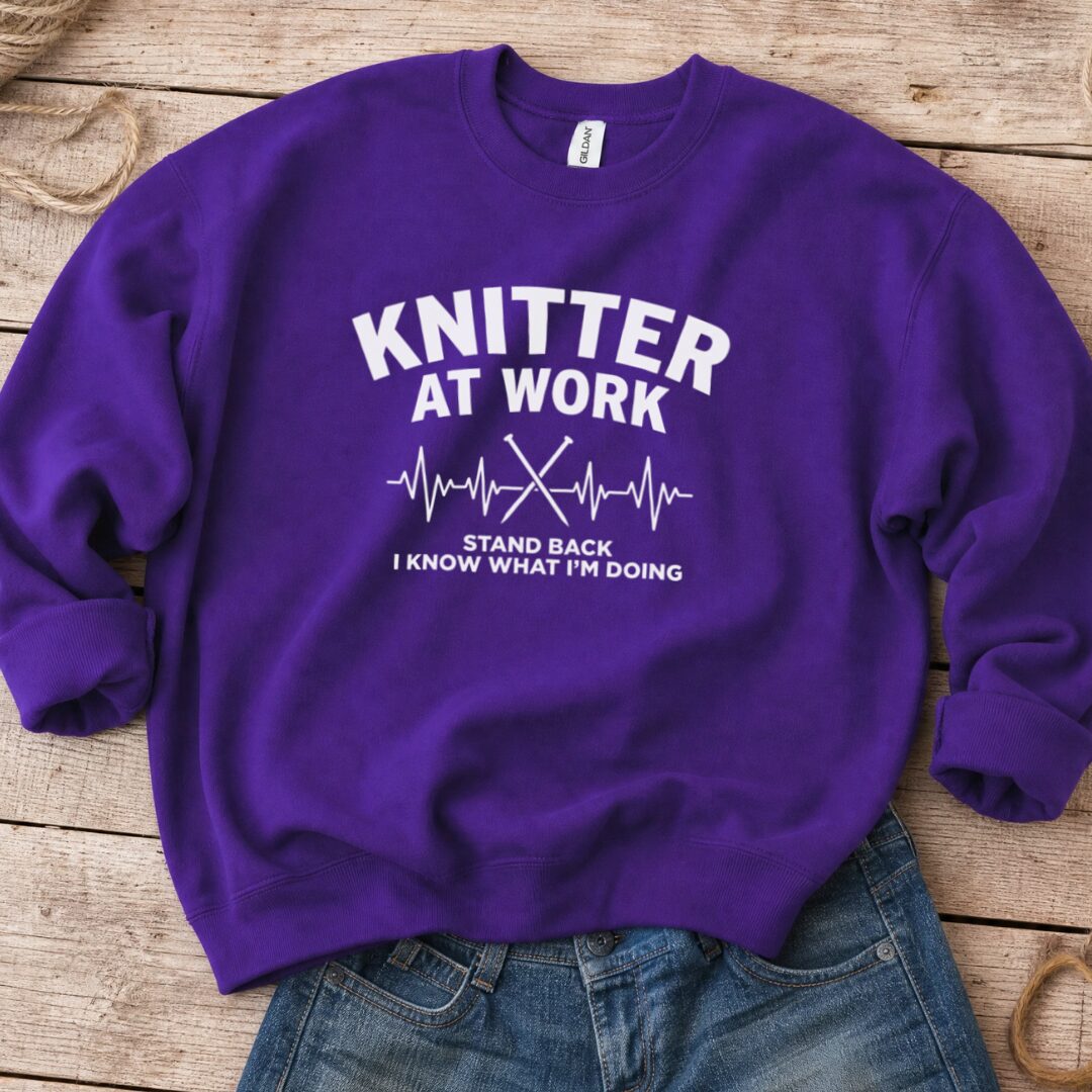 Knitter At Work Sweatshirt Purple t-shirt