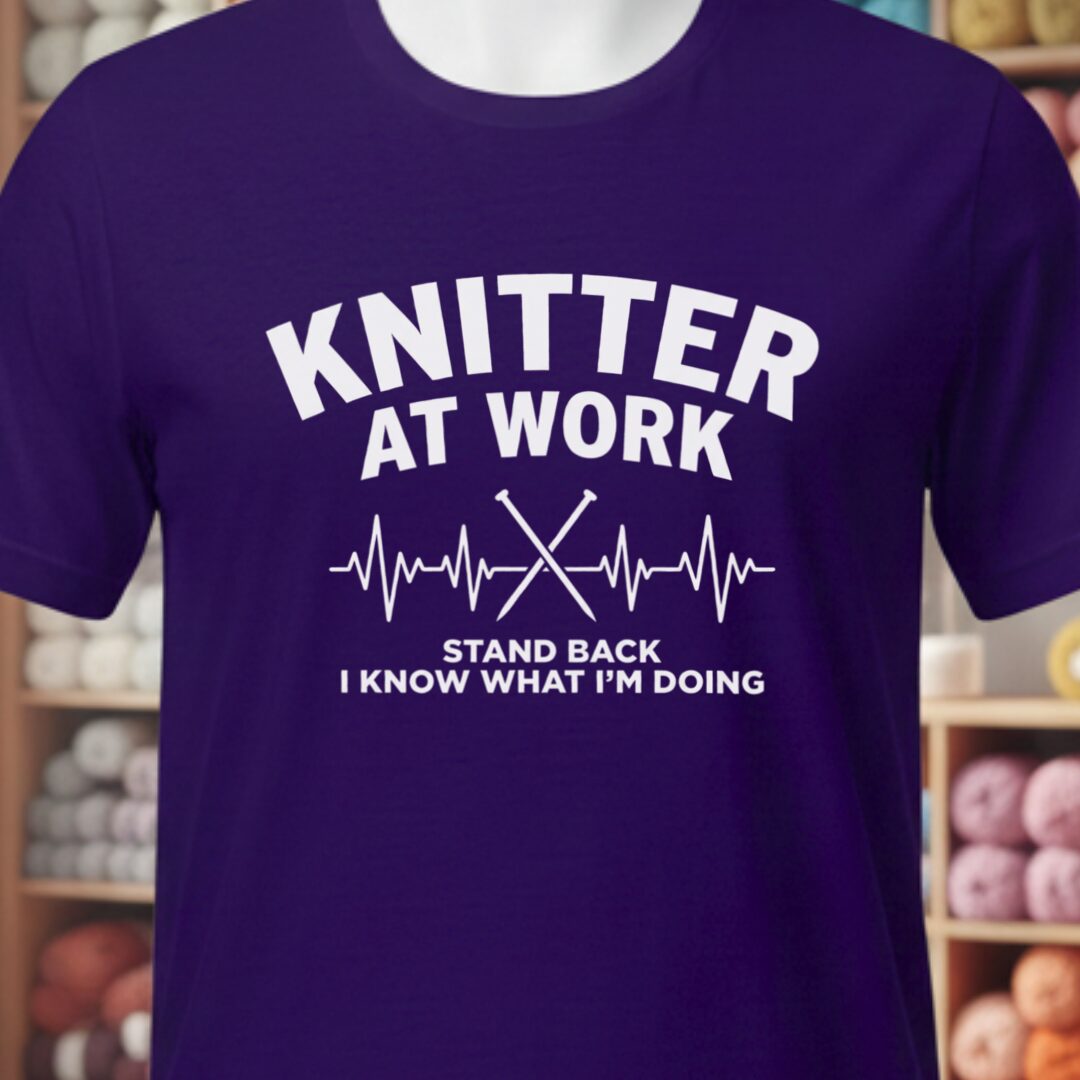 Knitter At Work T-Shirt Purple t-shirt
