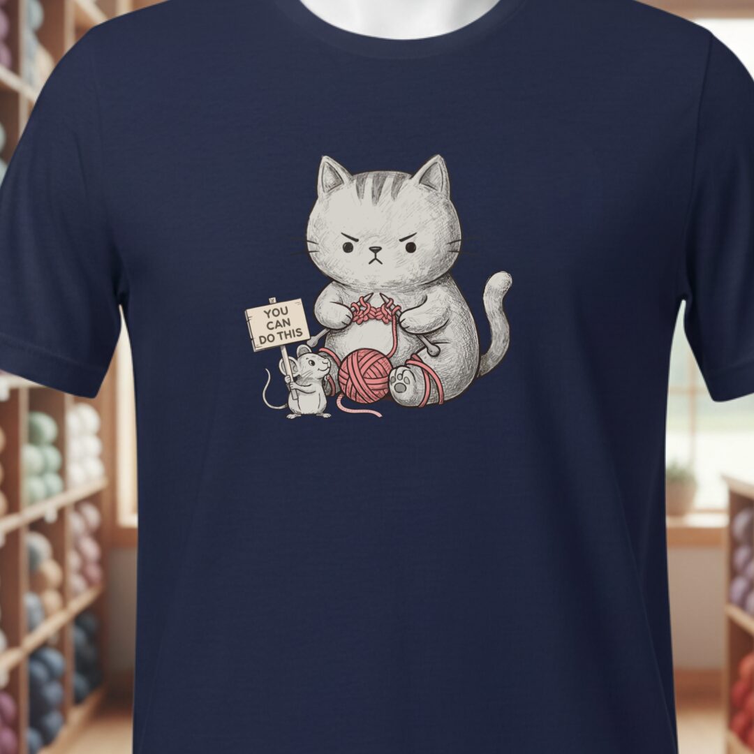 Knitter Support Mouse T-Shirt Navy t-shirt