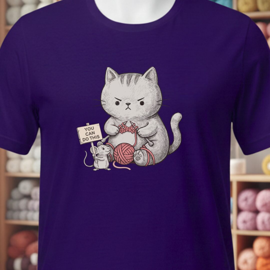Knitter Support Mouse T-Shirt Purple t-shirt