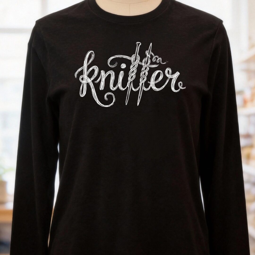 Knitter Text Black Long Sleeve Tee.jpg