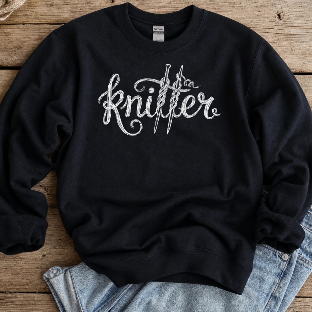 Knitter Text Black Sweatshirt.jpg