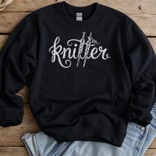 Knitter Text Black Sweatshirt.jpg