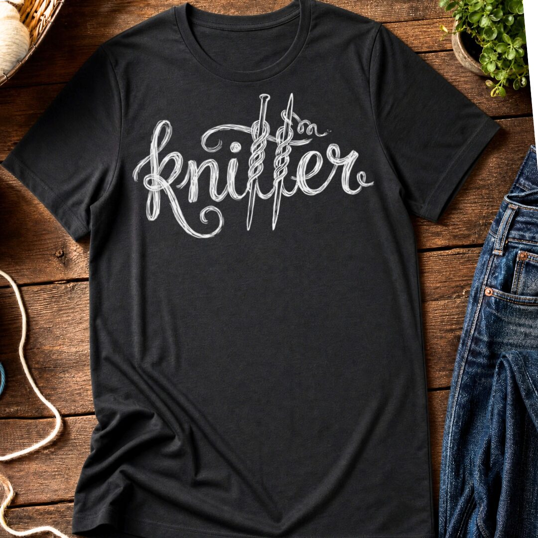 Knitter Text Black T-Shirt.jpg