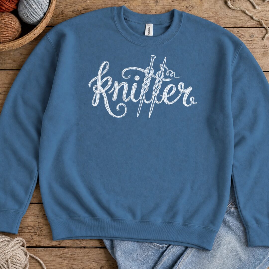 Knitter Text Indigo Blue Sweatshirt.jpg