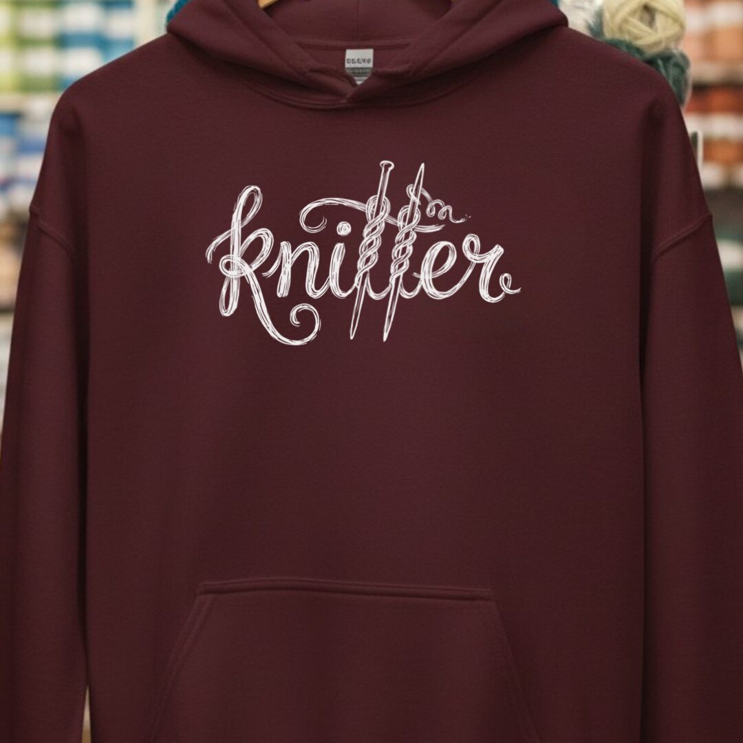 Knitter Text Maroon Hoodie.jpg
