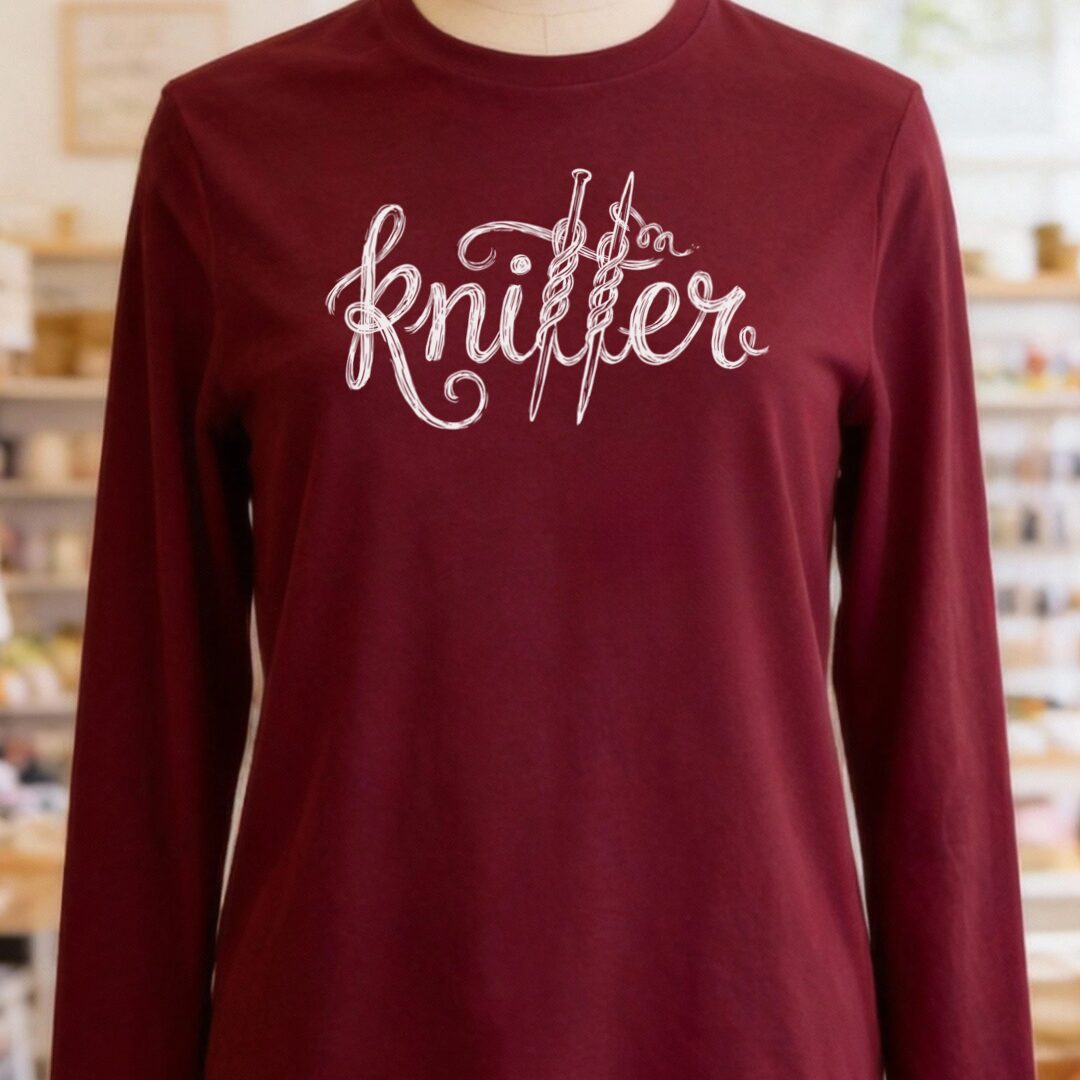 Knitter Text Maroon Long Sleeve Tee.jpg