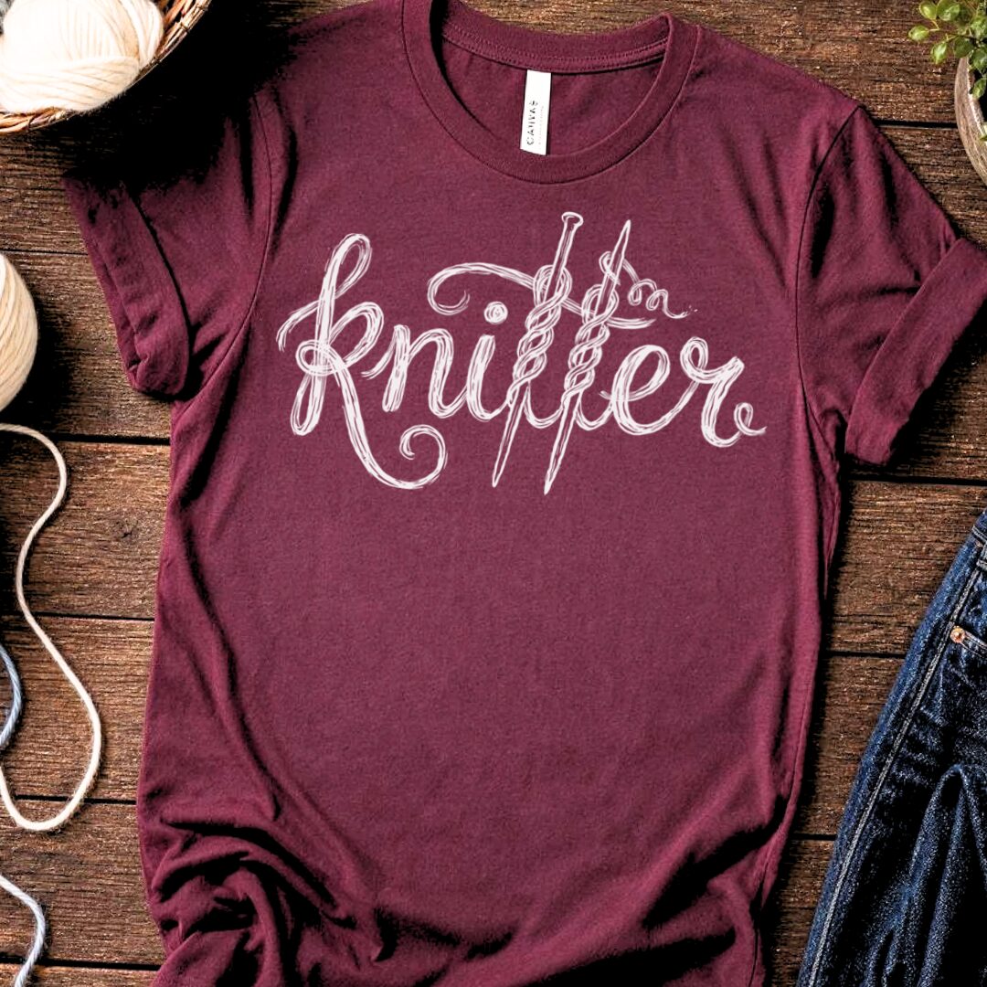 Knitter Text Maroon T-Shirt.jpg