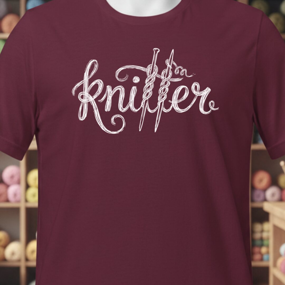 Knitter Text T-Shirt Maroon t-shirt