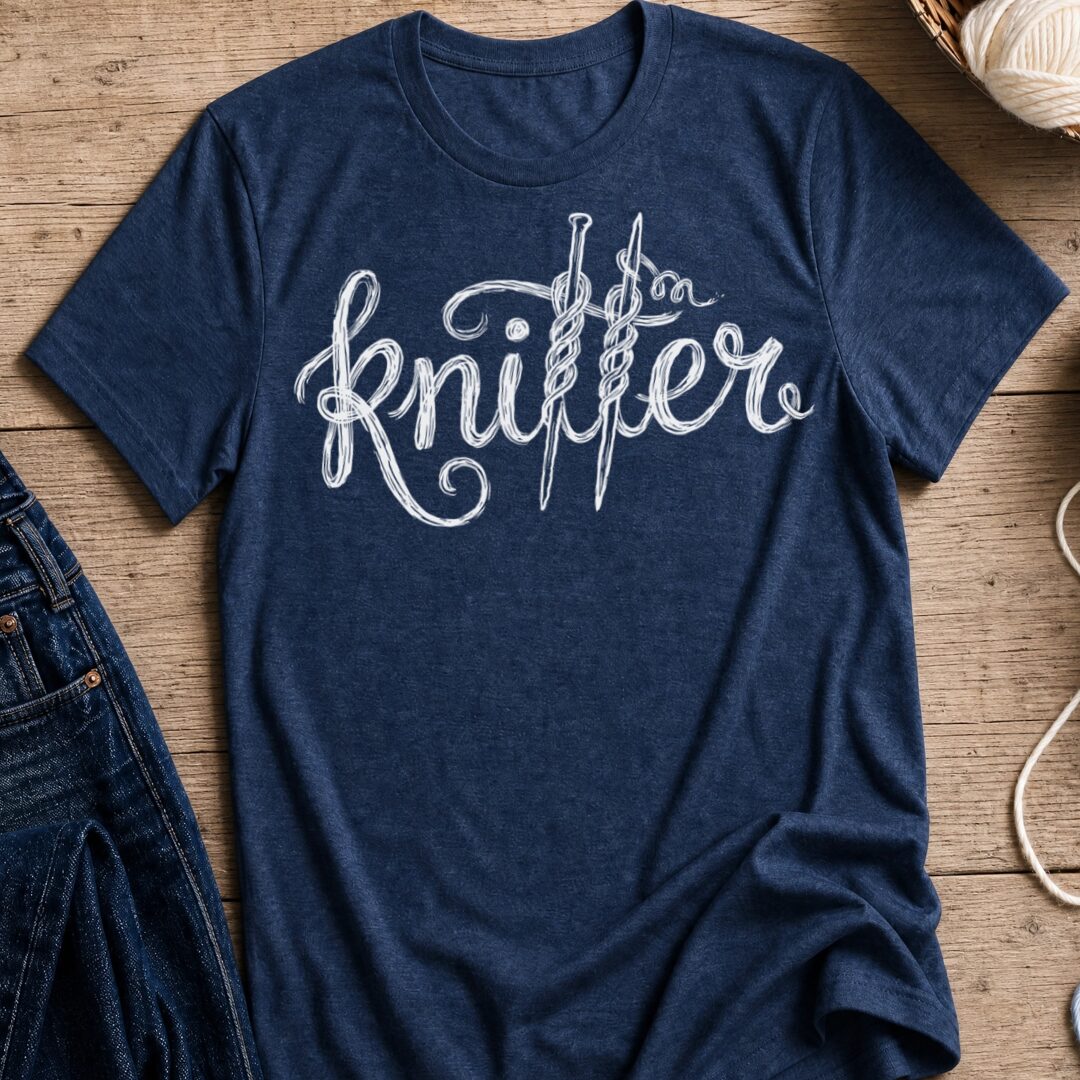 Knitter Text Navy T-Shirt.jpg