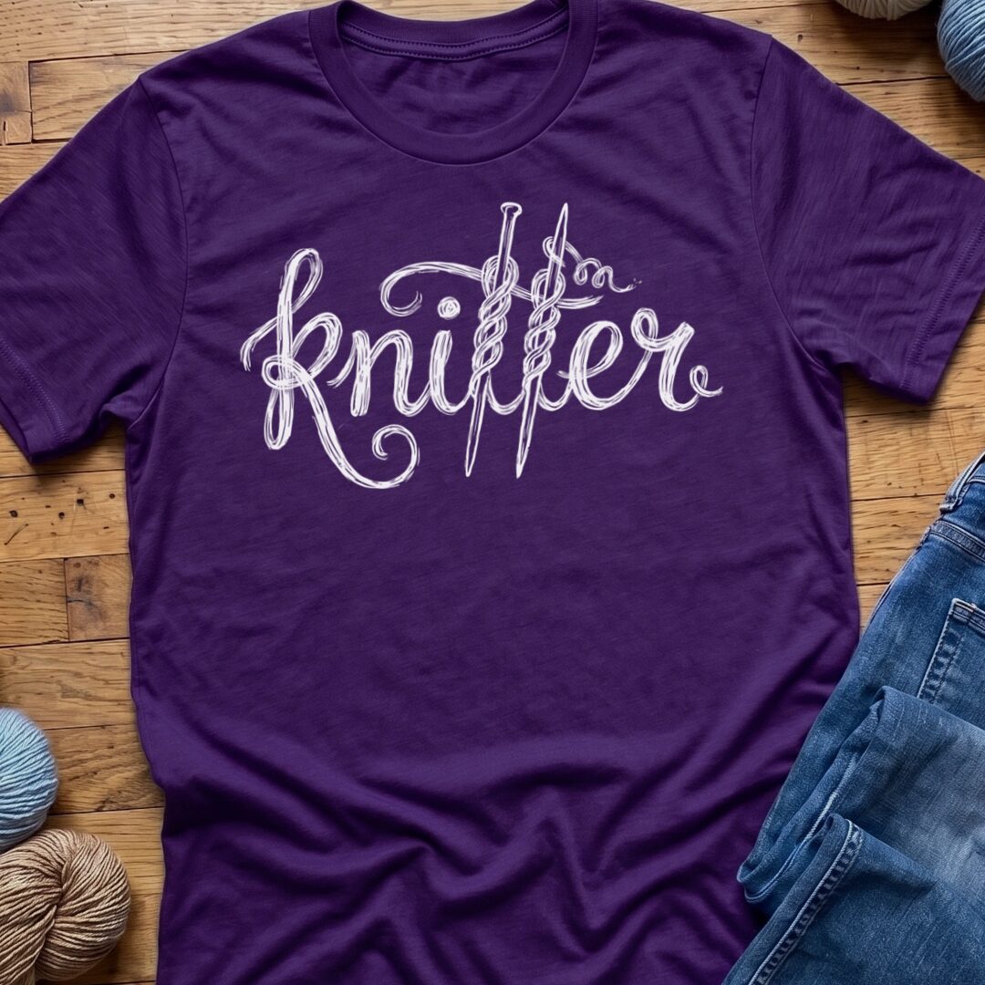 Knitter Text Purple T-Shirt.jpg