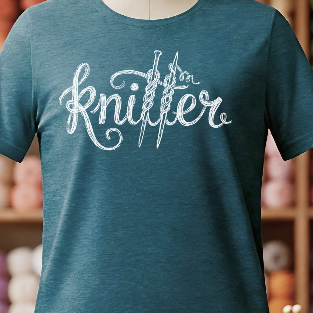 Knitter Text T-Shirt Teal Blue t-shirt